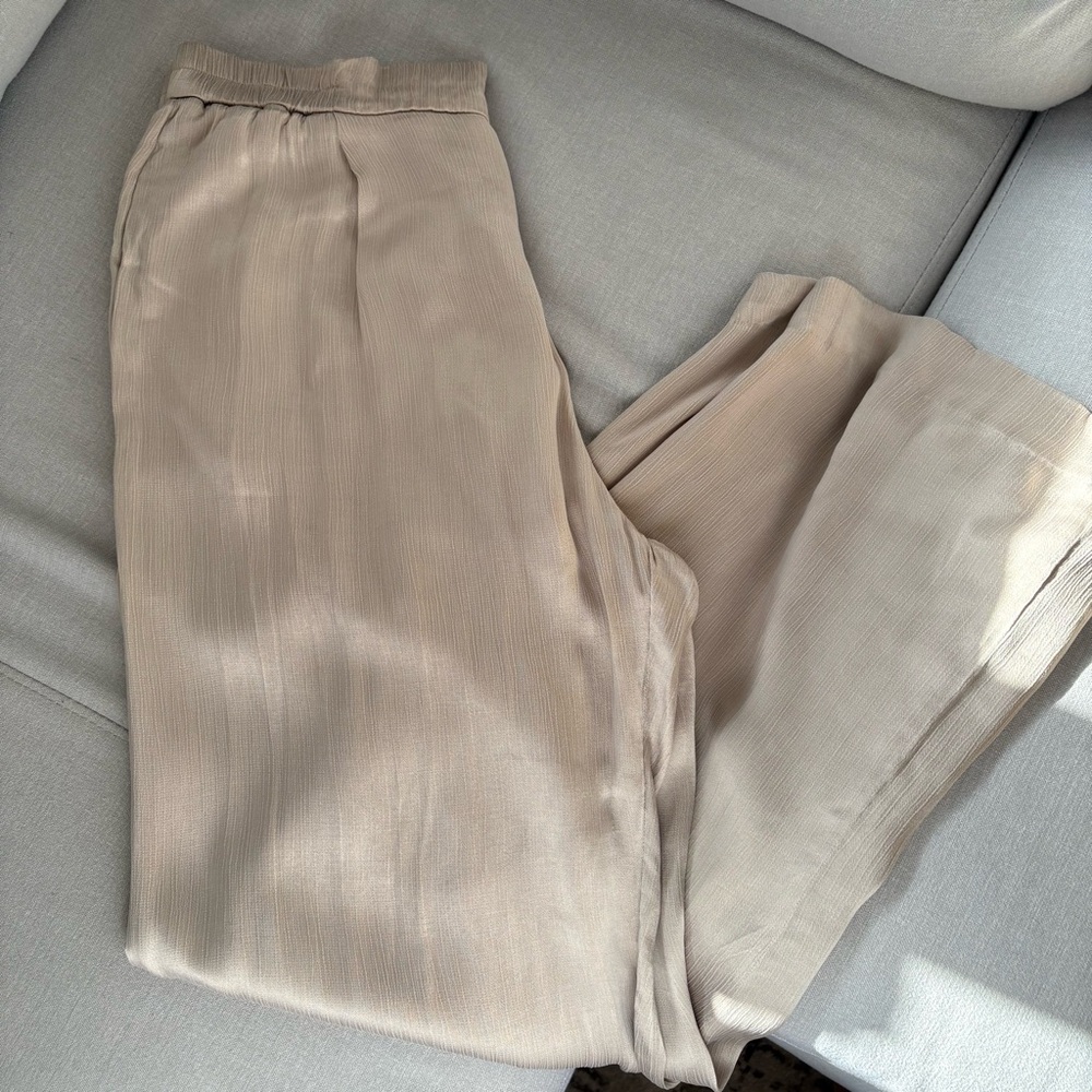 Beige Satin Pants Made in Turkey Size Small